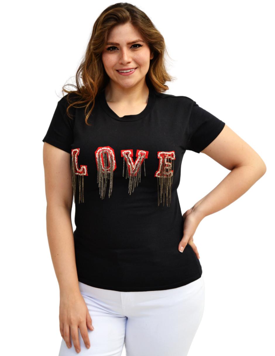 Playera manga corta cuello redondo mujer