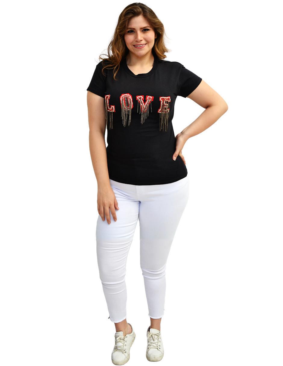 Playera manga corta cuello redondo mujer