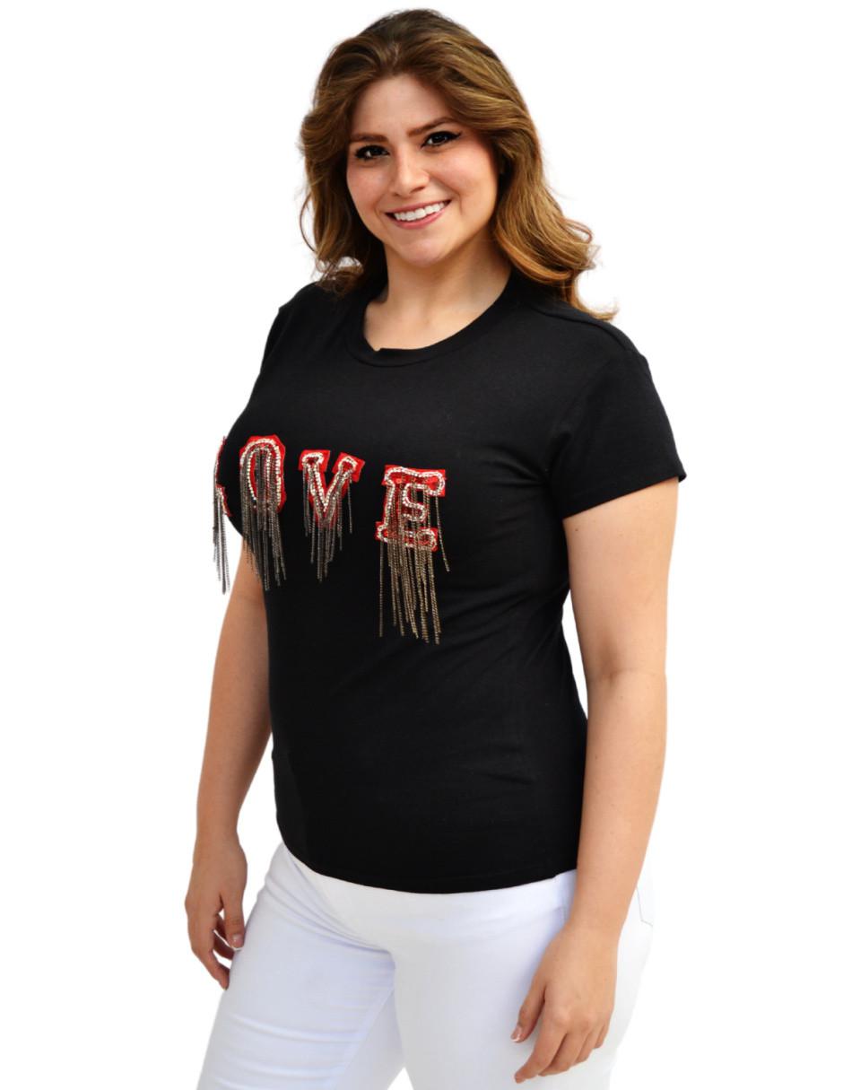 Playera manga corta cuello redondo mujer