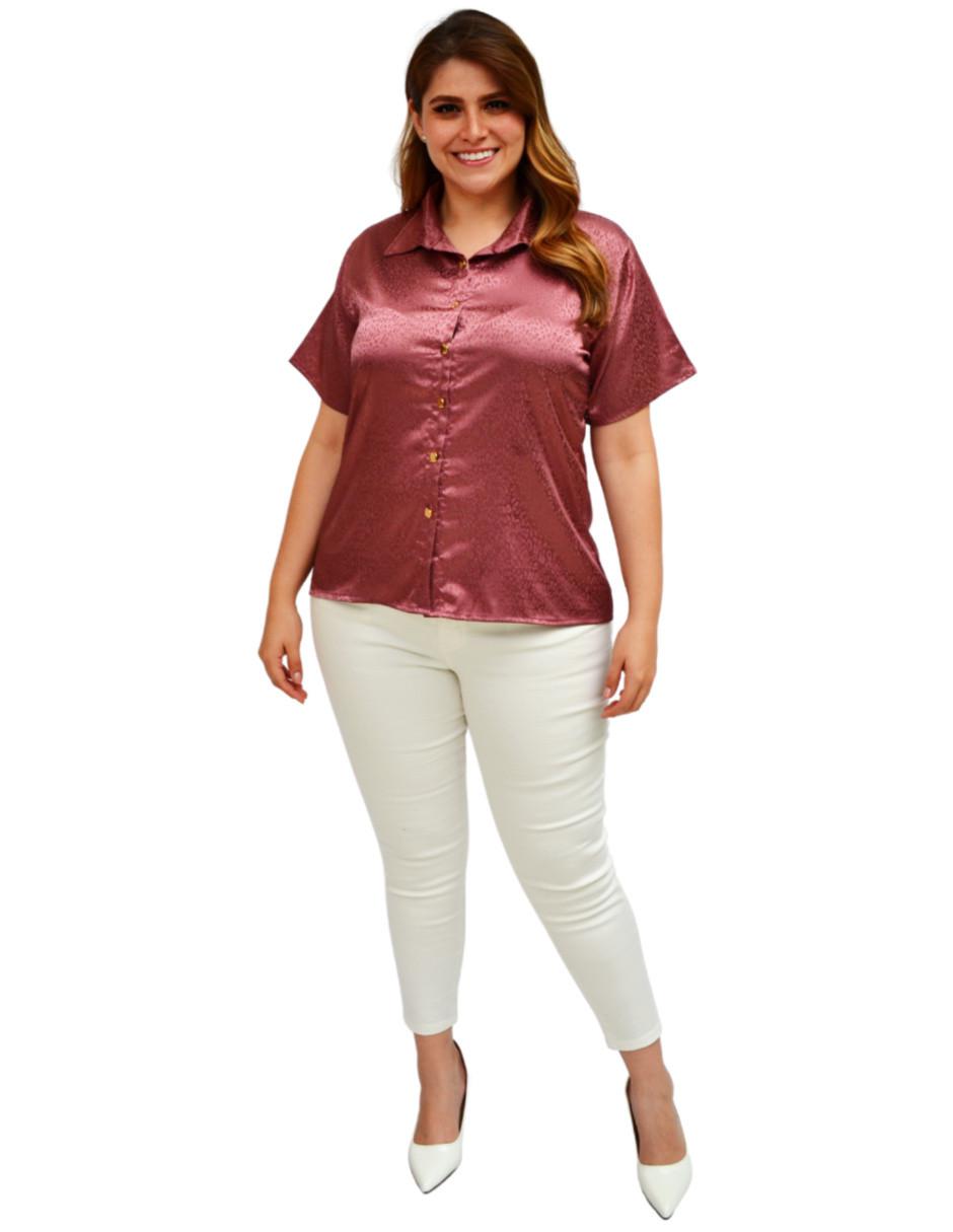 Blusa camisera manga corta para mujer