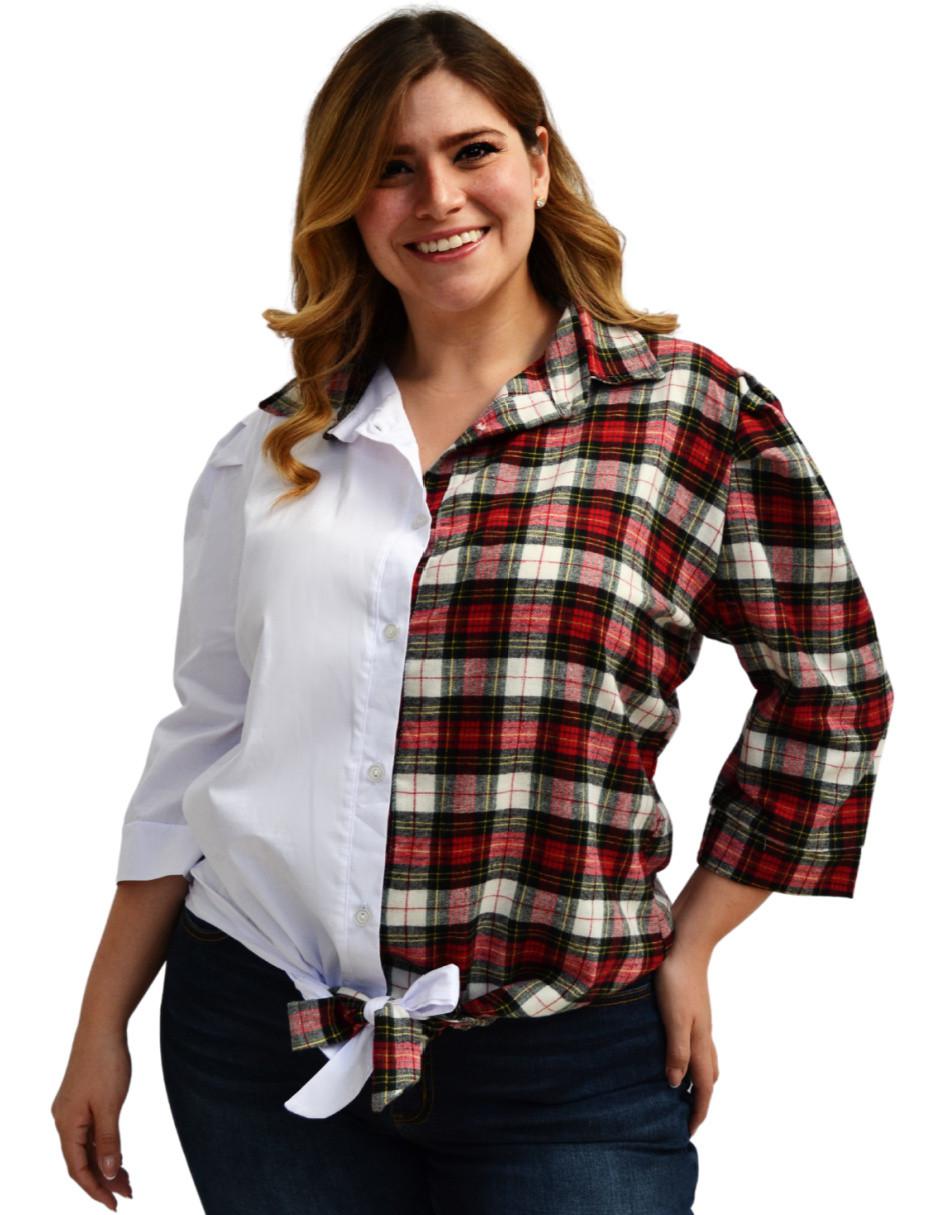 Blusa camisera manga 3/4 para mujer