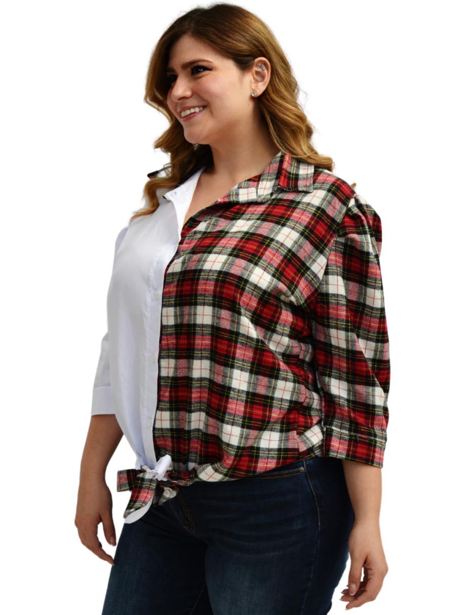 Blusa camisera manga 3/4 para mujer