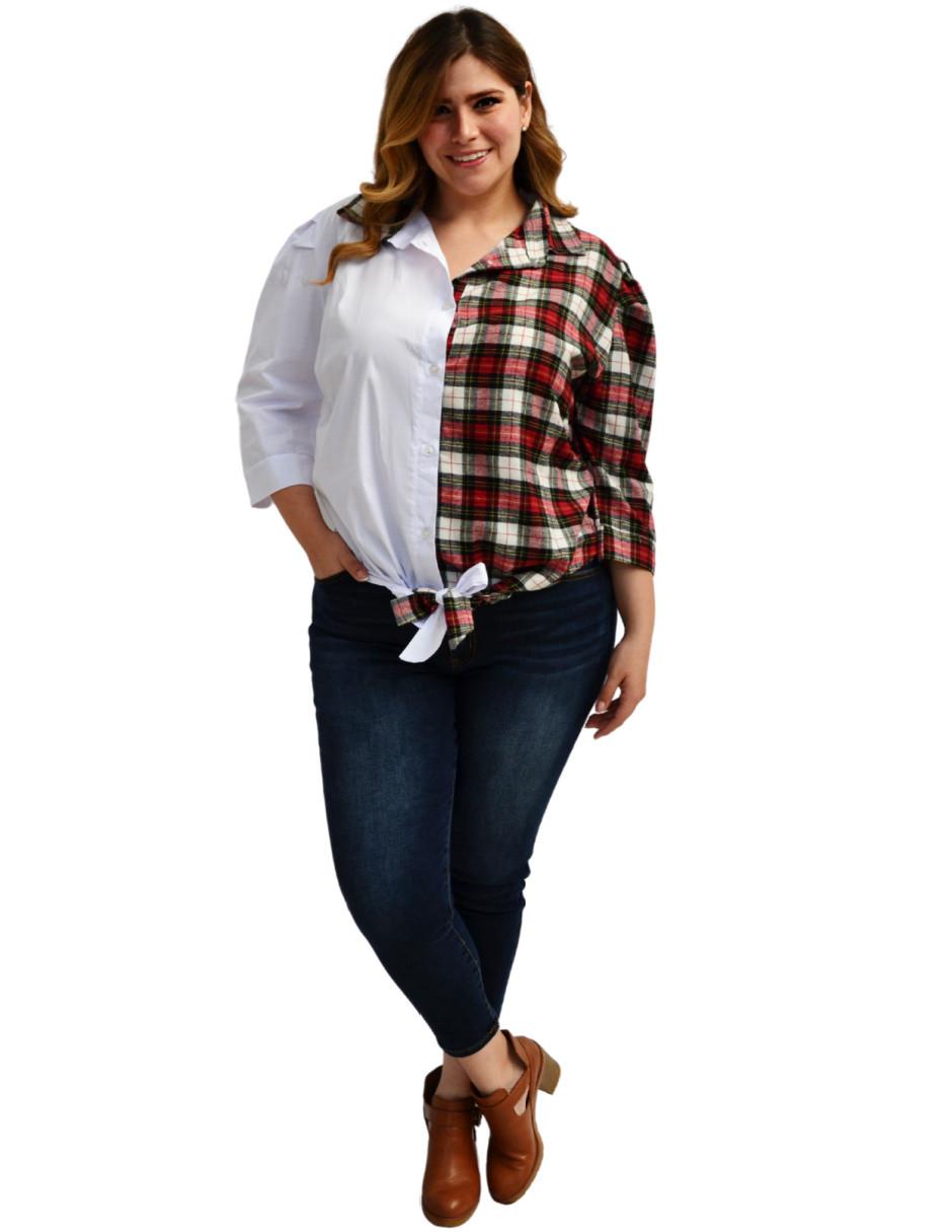 Blusa camisera manga 3/4 para mujer