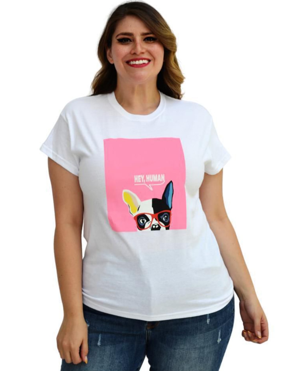 Playera manga corta cuello redondo mujer