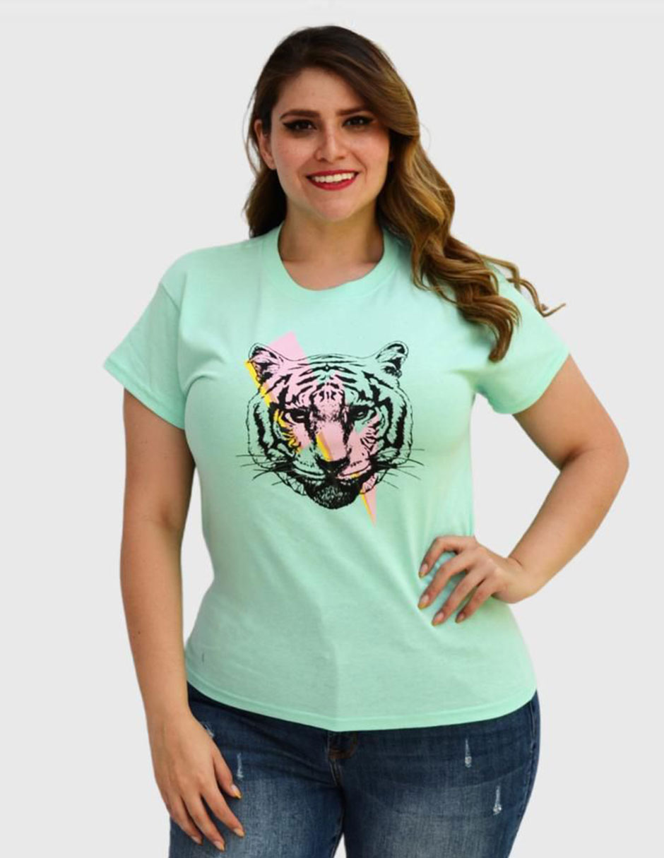 Playera manga corta cuello redondo mujer