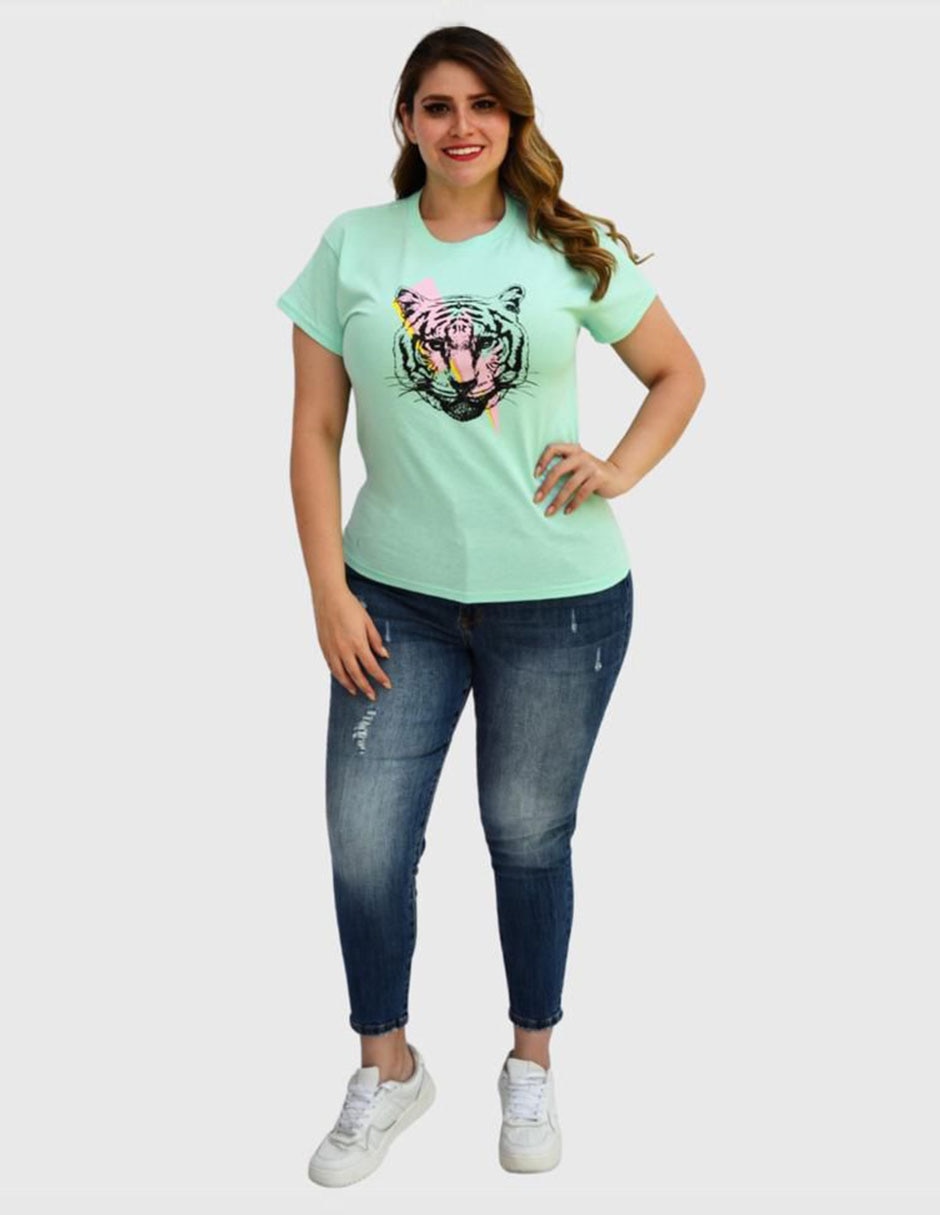 Playera manga corta cuello redondo mujer