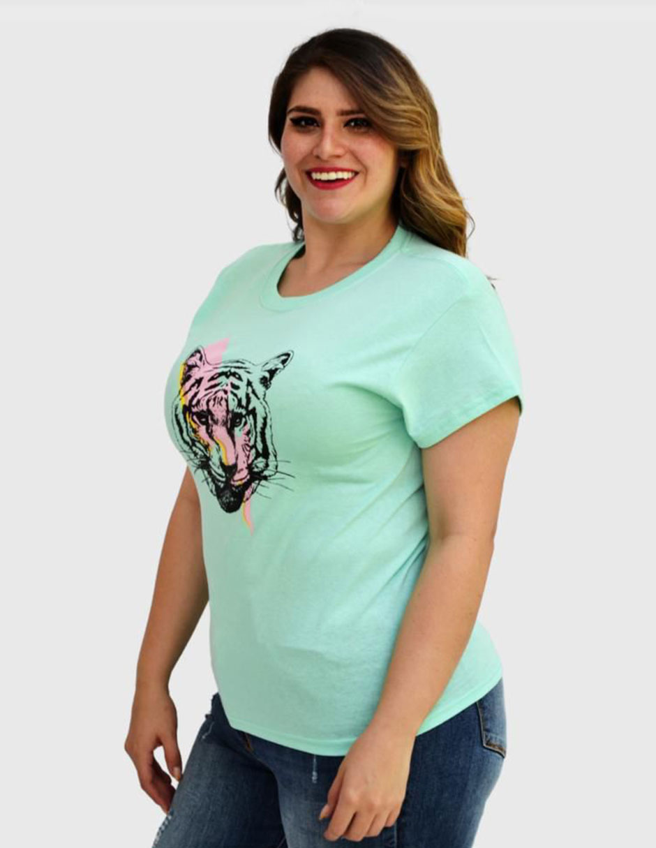 Playera manga corta cuello redondo mujer