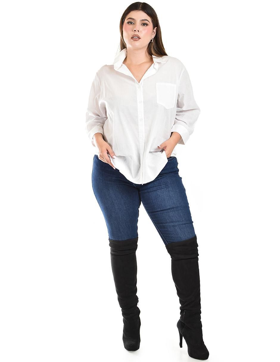 Blusa camisera manga larga para mujer