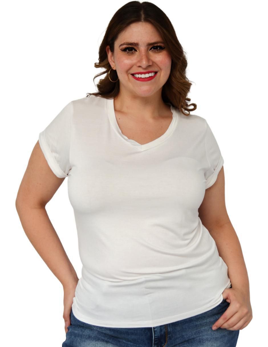Playera manga corta cuello v mujer Playera manga corta cuello v mujer