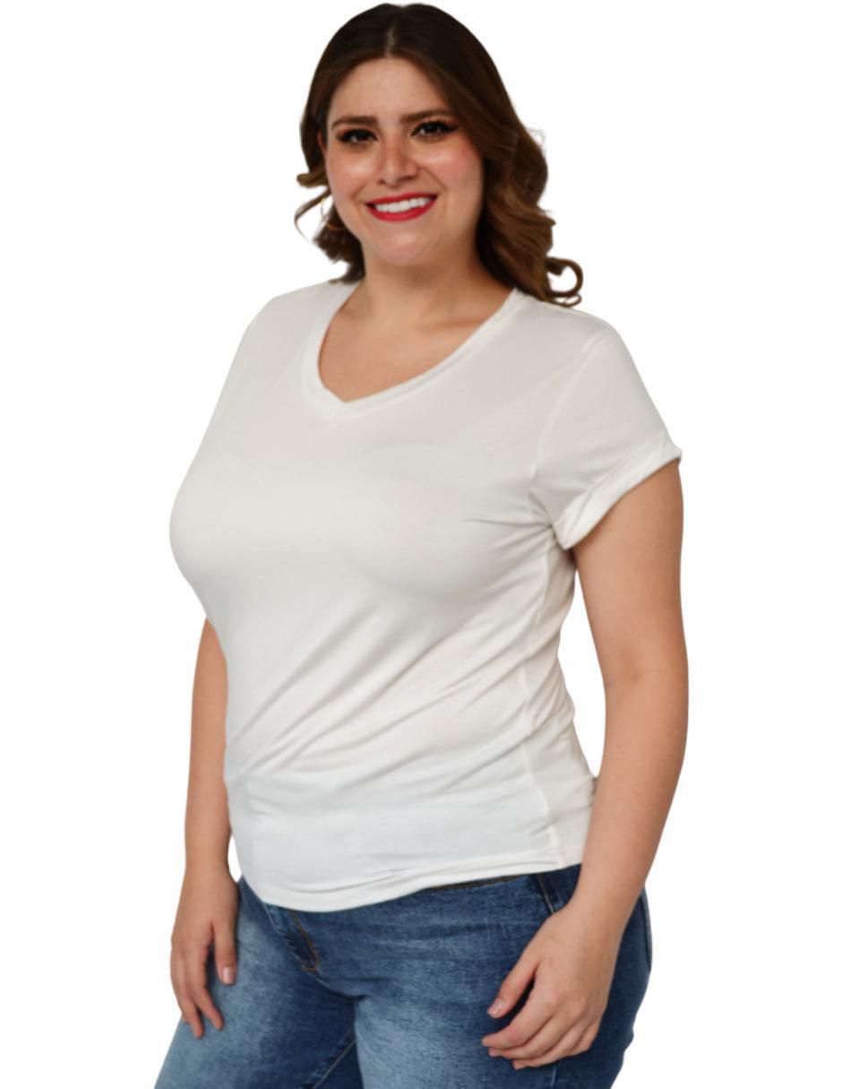 Playera manga corta cuello v mujer 4
