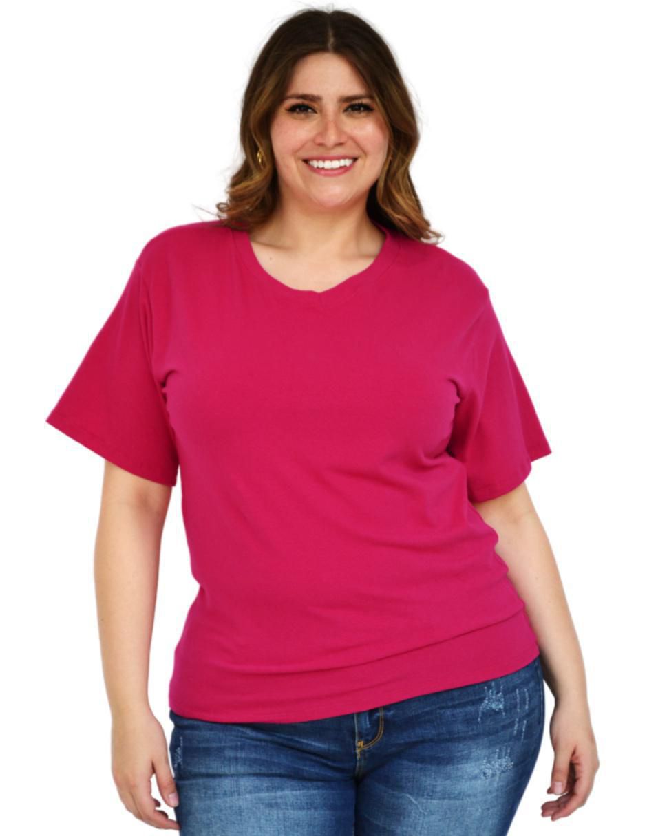Playera manga corta cuello v mujer