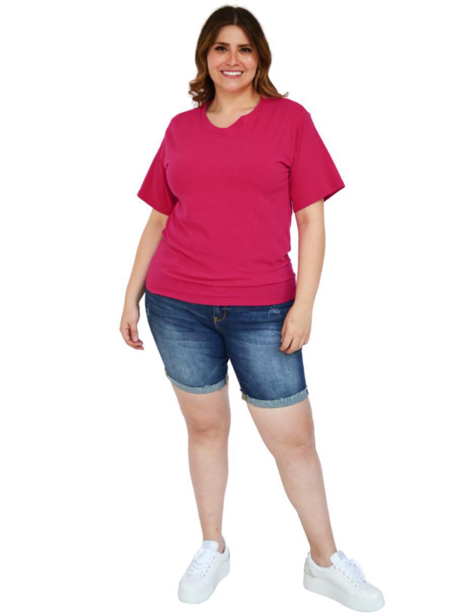 Playera manga corta cuello v mujer 2