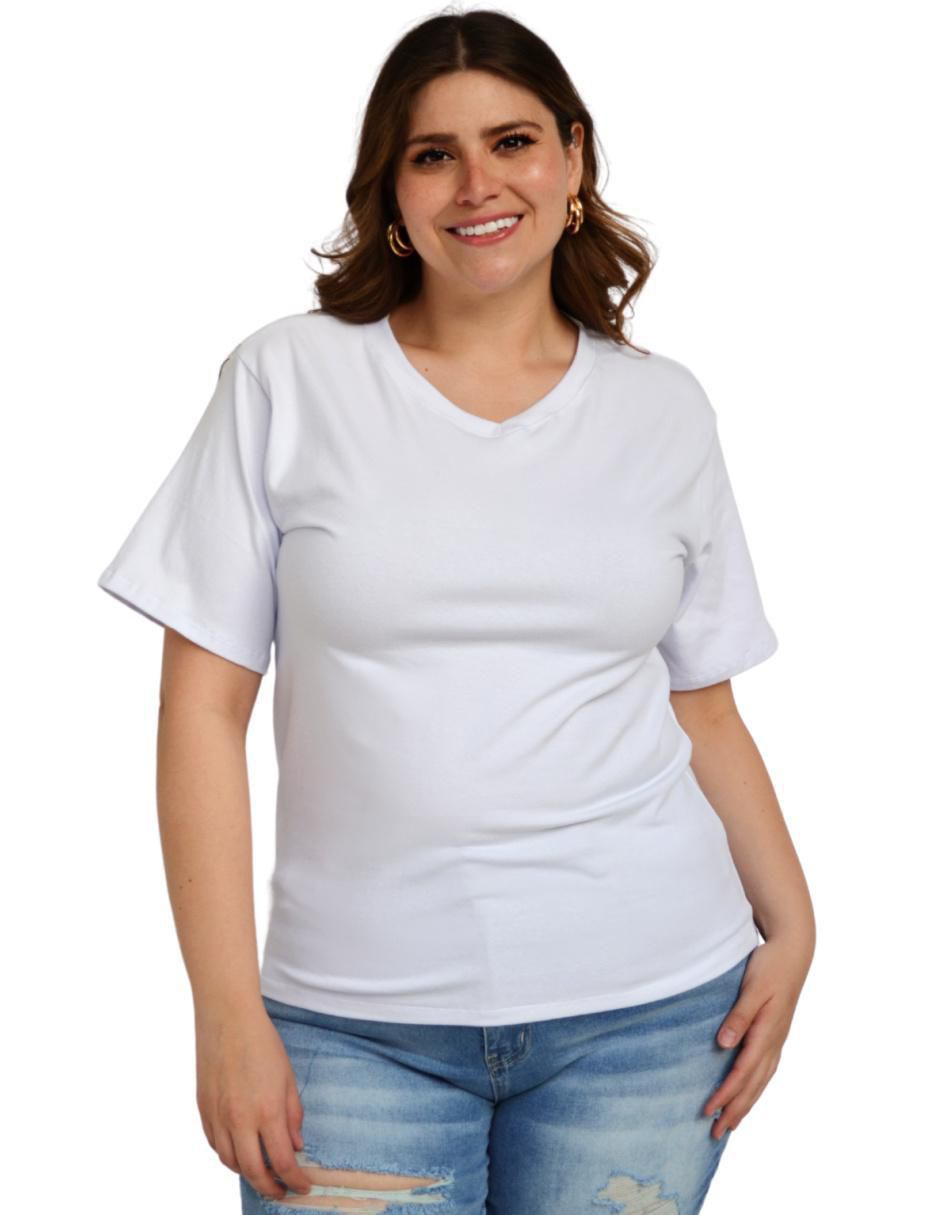 Playera manga corta cuello v mujer