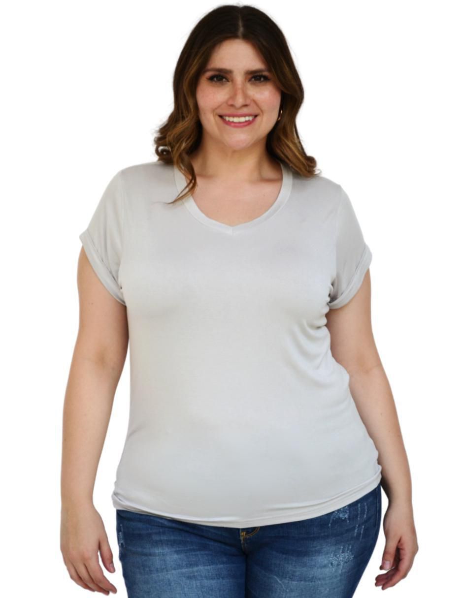 Playera manga corta cuello v mujer Playera manga corta cuello v mujer