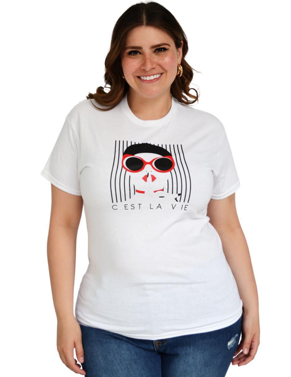 Playera manga corta cuello redondo mujer