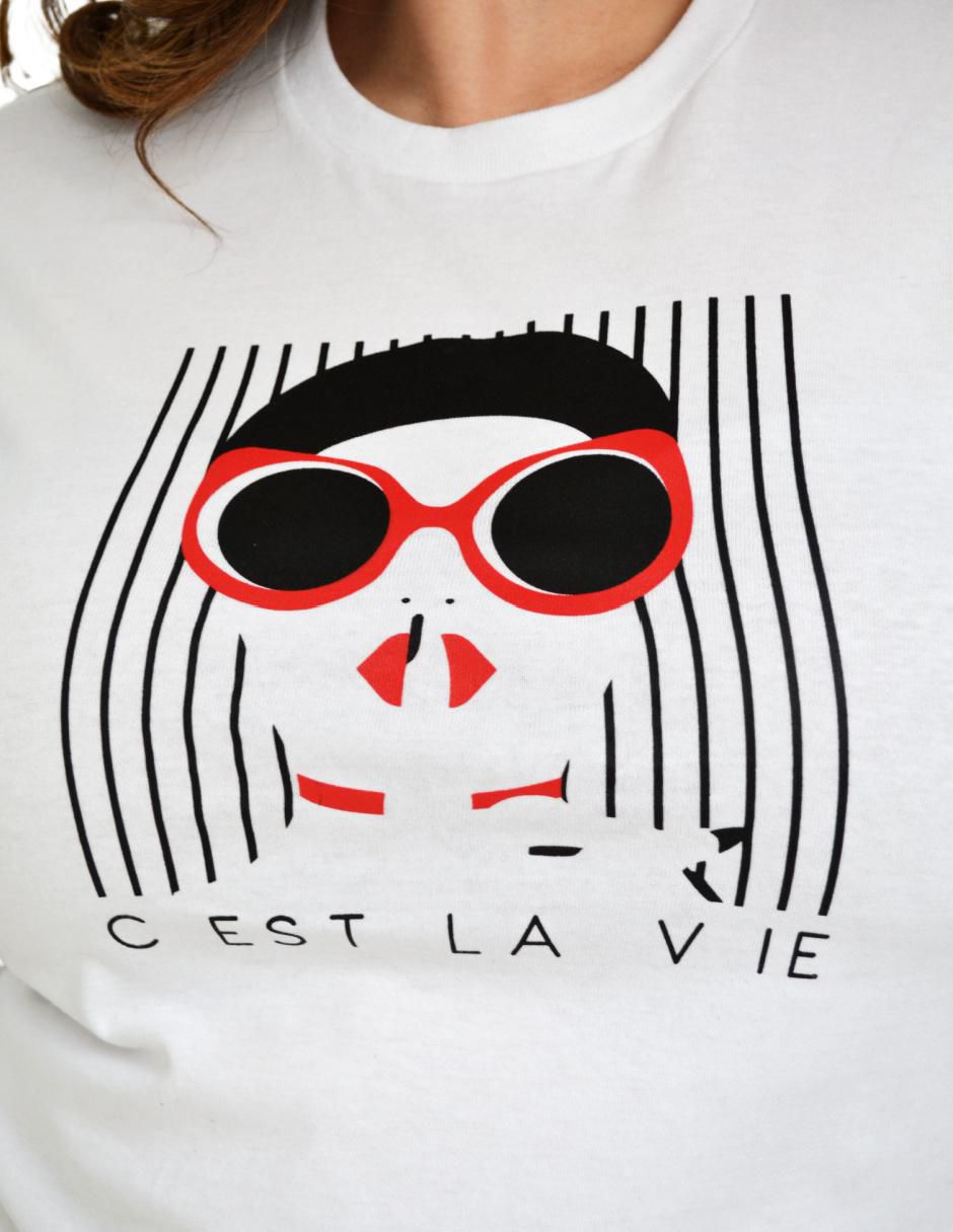 Playera manga corta cuello redondo mujer