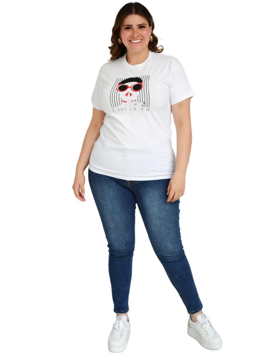 Playera manga corta cuello redondo mujer