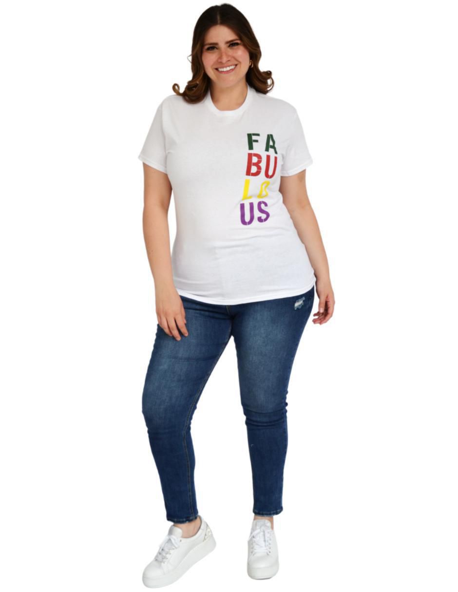 Playera manga corta cuello redondo mujer