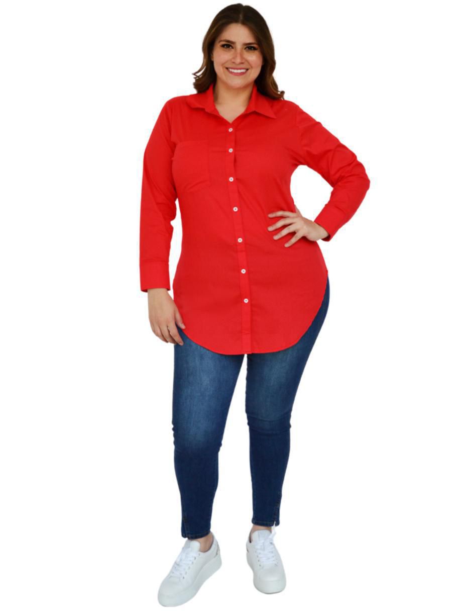 Blusa camisera manga larga para mujer