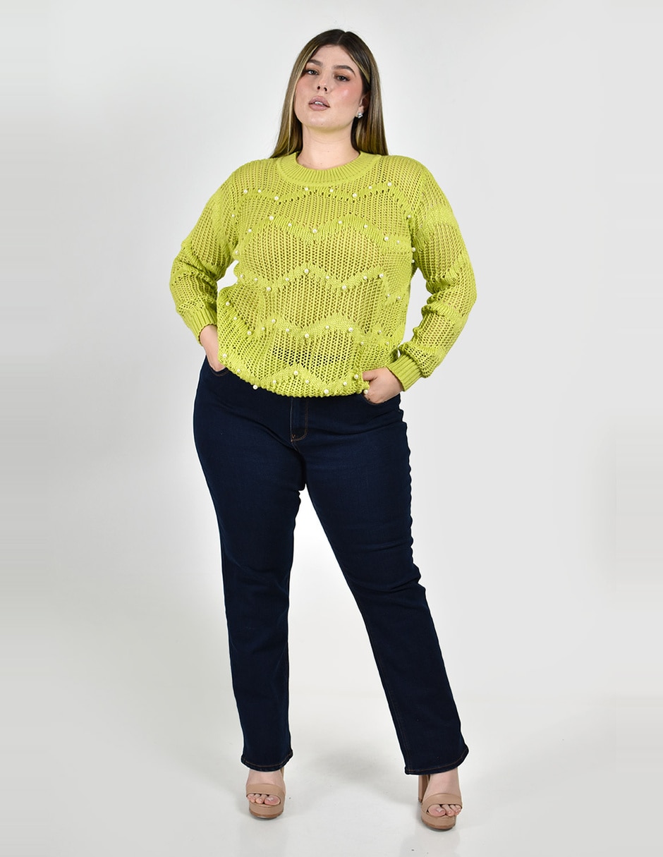 Suéter roman fashion cuello redondo para mujer