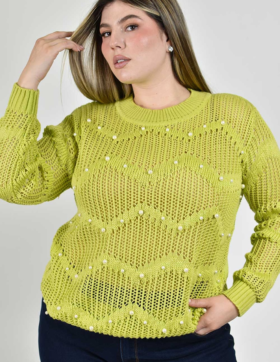 Suéter roman fashion cuello redondo para mujer
