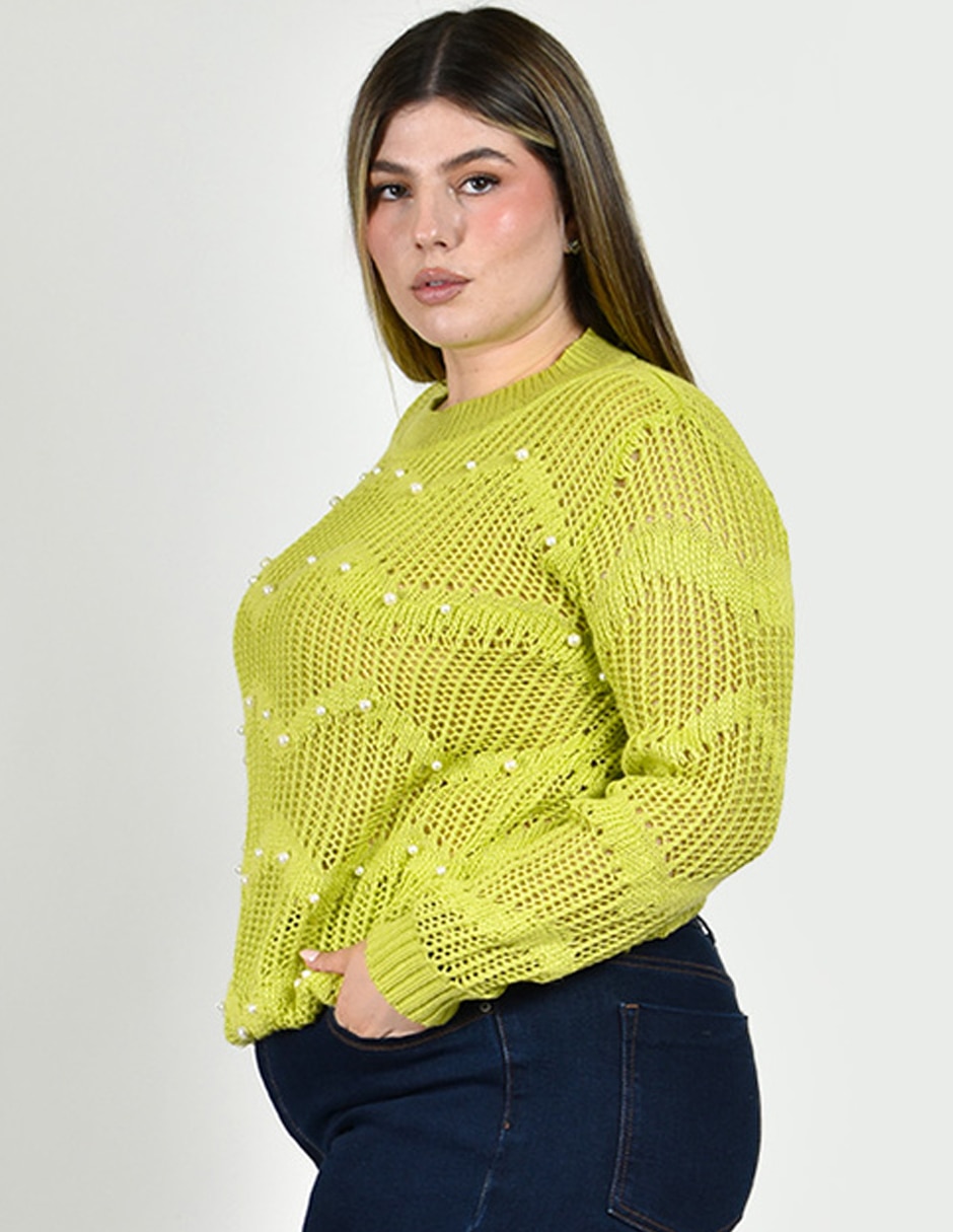Suéter roman fashion cuello redondo para mujer