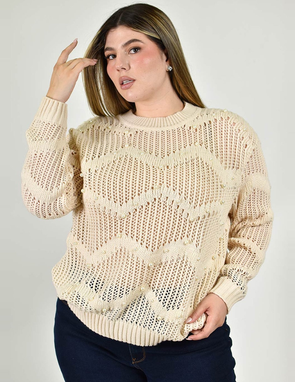 Suéter roman fashion cuello redondo para mujer