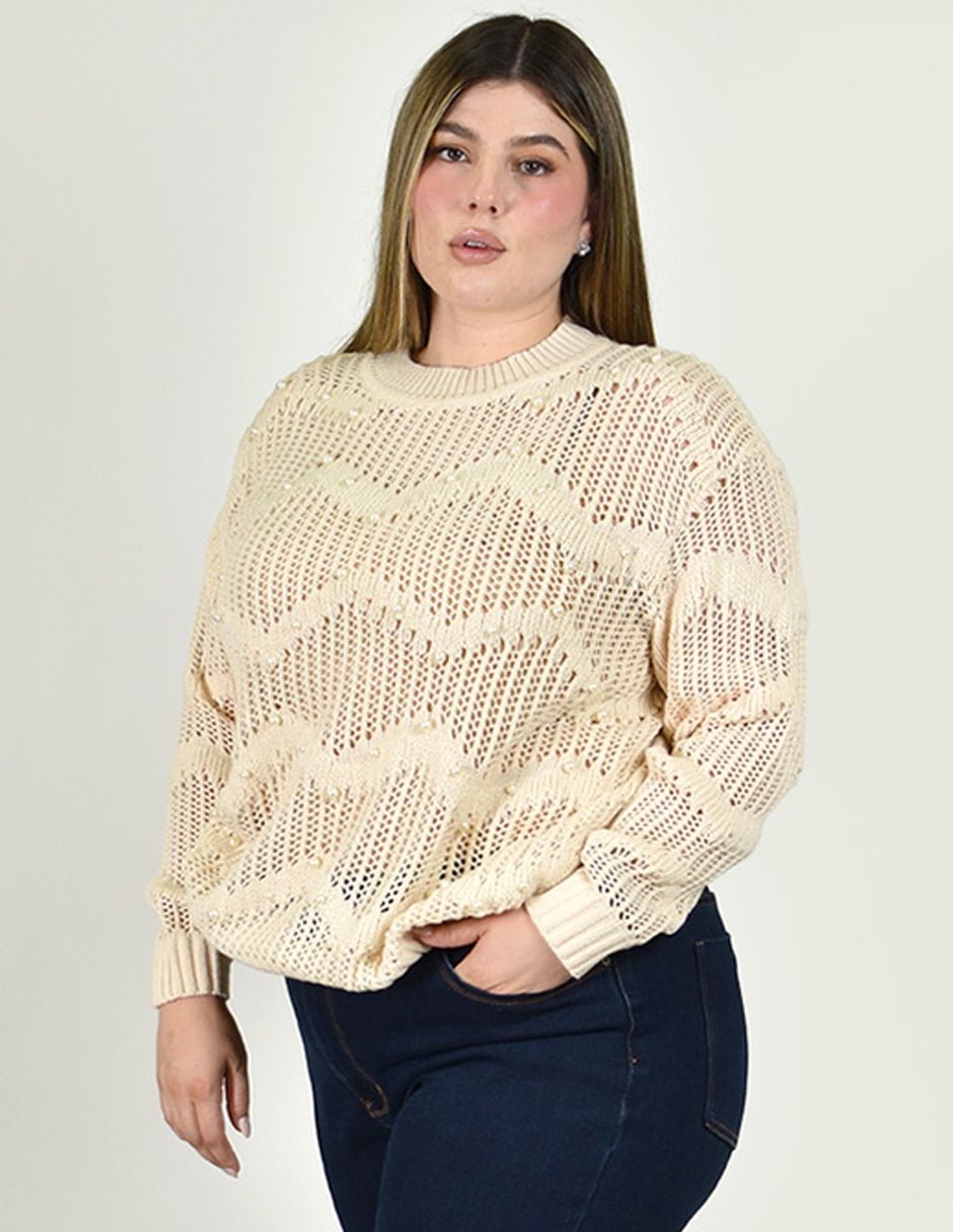 Suéter roman fashion cuello redondo para mujer
