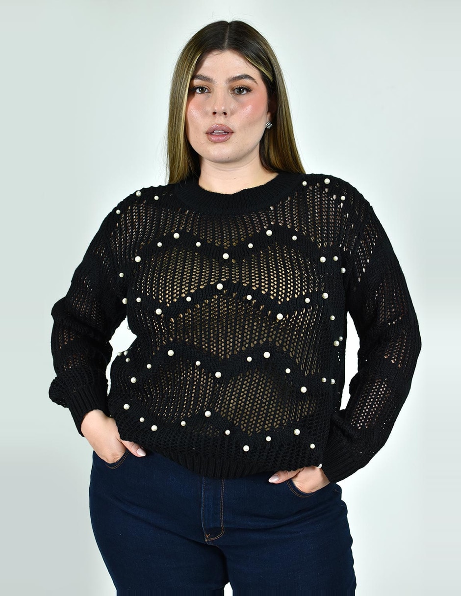 Suéter roman fashion cuello redondo para mujer