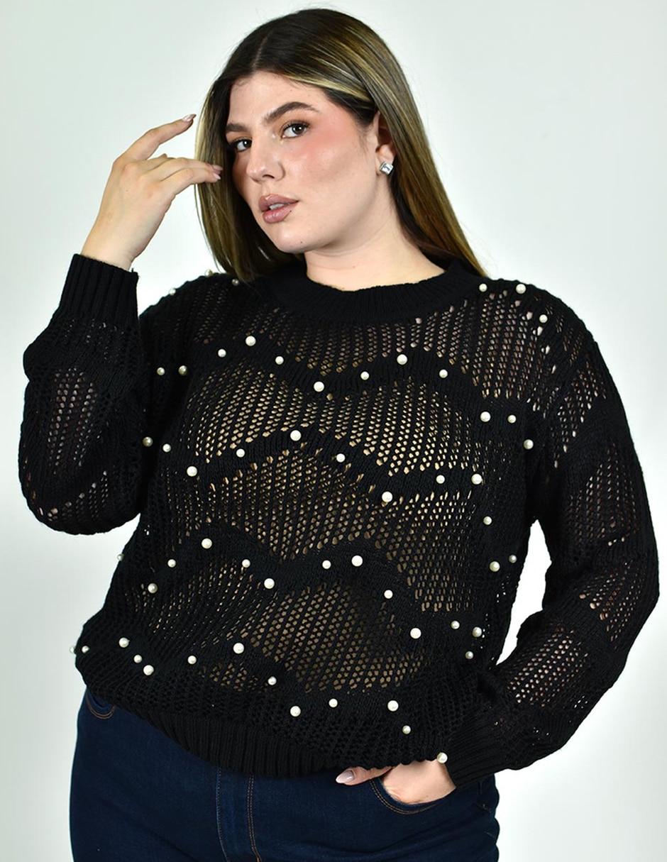 Suéter roman fashion cuello redondo para mujer
