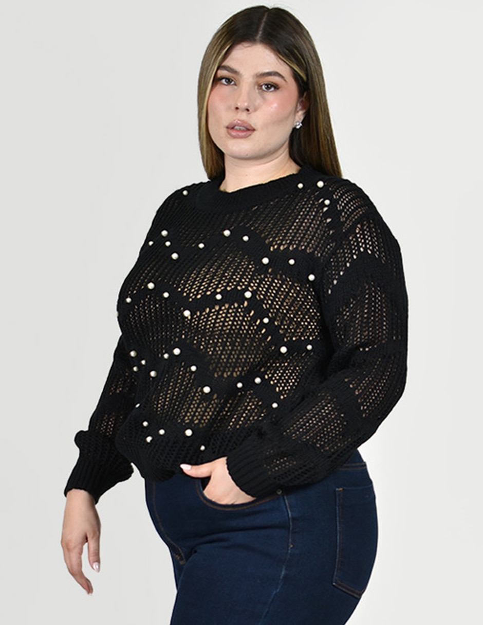 Suéter roman fashion cuello redondo para mujer