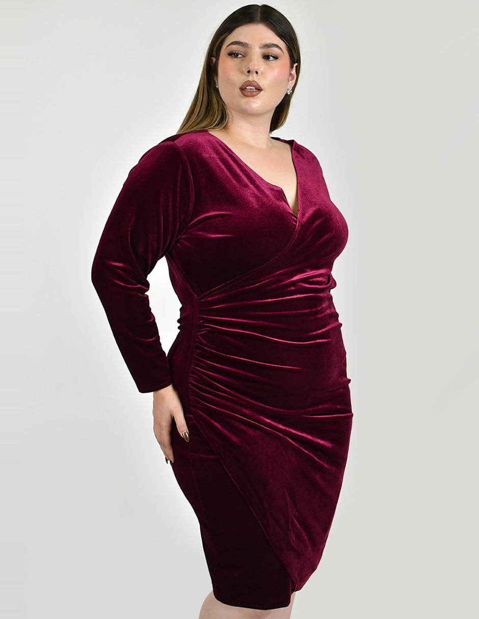 Vestido arriba rodilla de fiesta escote v 2