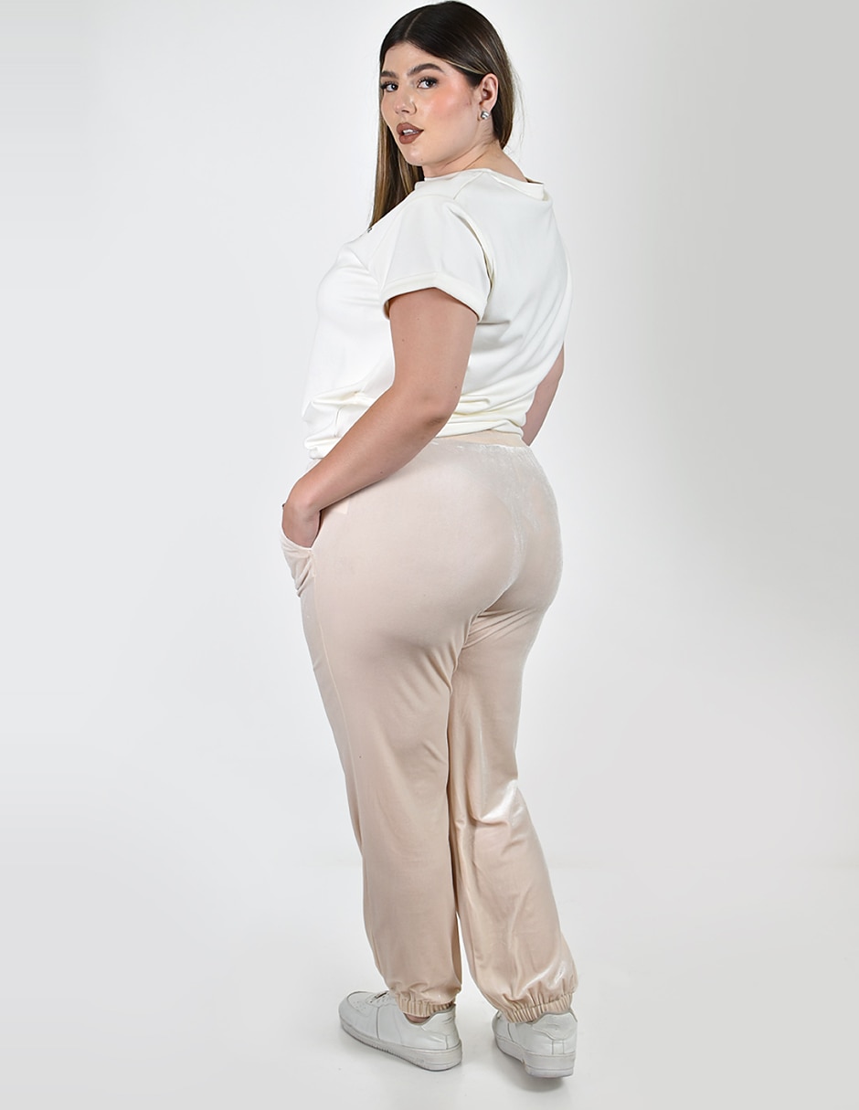 Pants regular con elástico para mujer 2