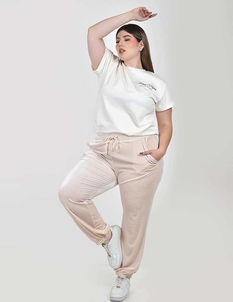 Pants regular con elástico para mujer