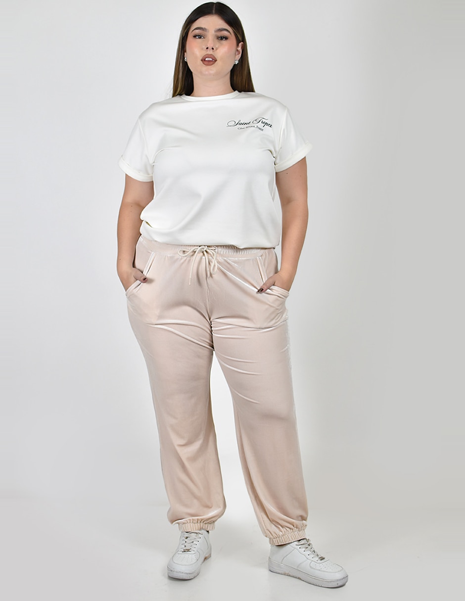 Pants regular con elástico para mujer