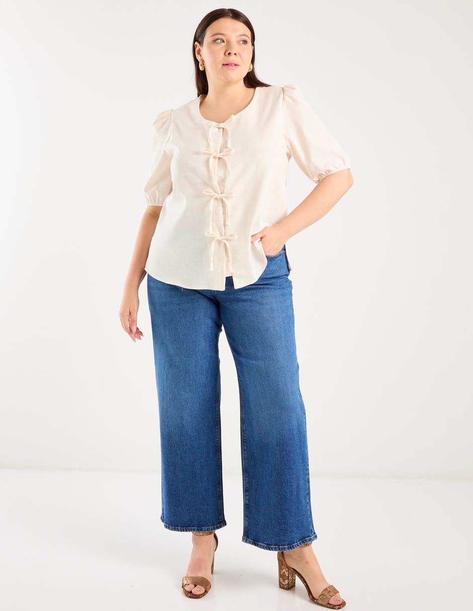Jeans amplio cintura baja para mujer 7