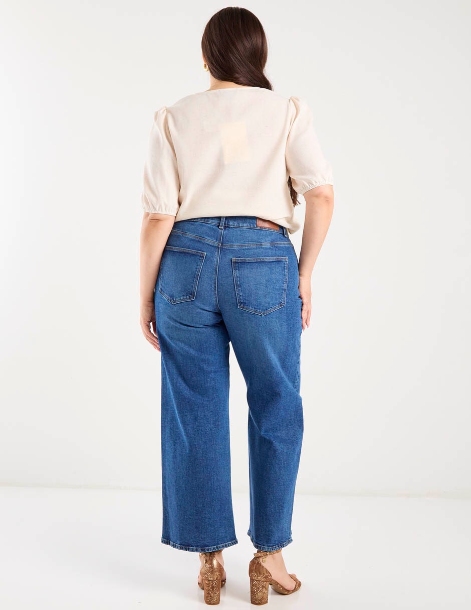Jeans amplio cintura baja para mujer 11
