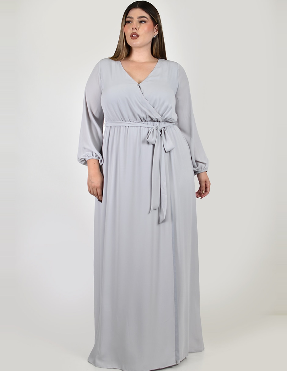 Vestido maxi de fiesta escote v