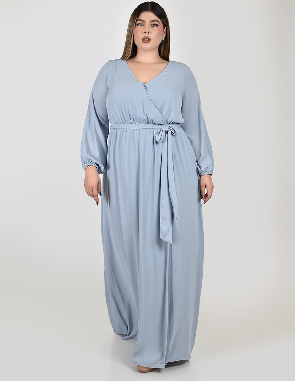 Vestido maxi de fiesta escote v