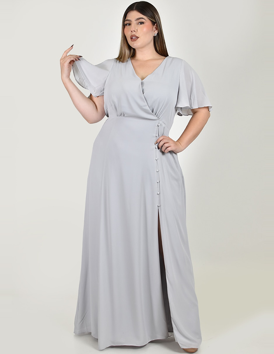 Vestido maxi de fiesta escote v
