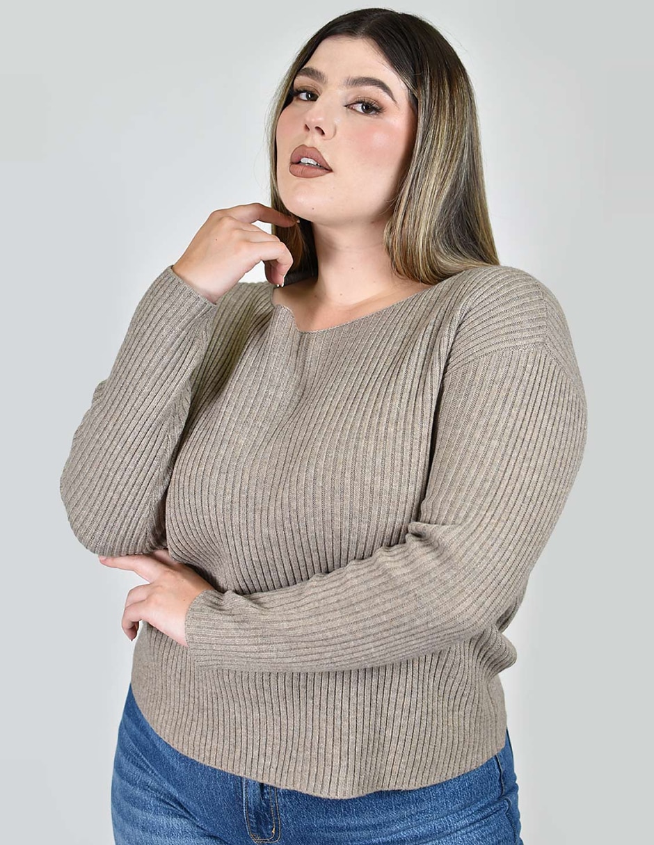 Suéter cuello ojal para mujer