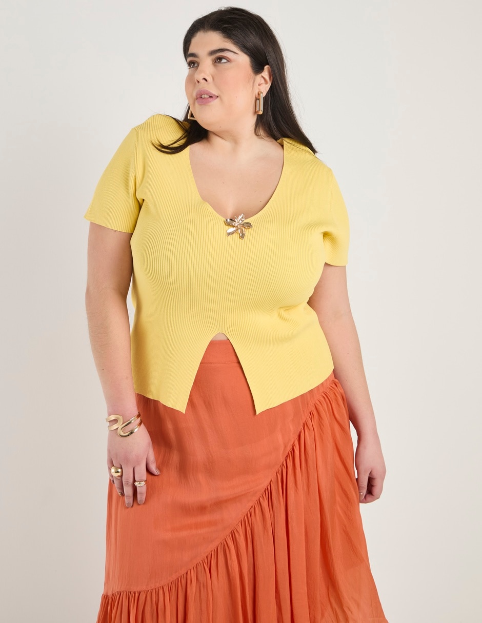 Top cuello V