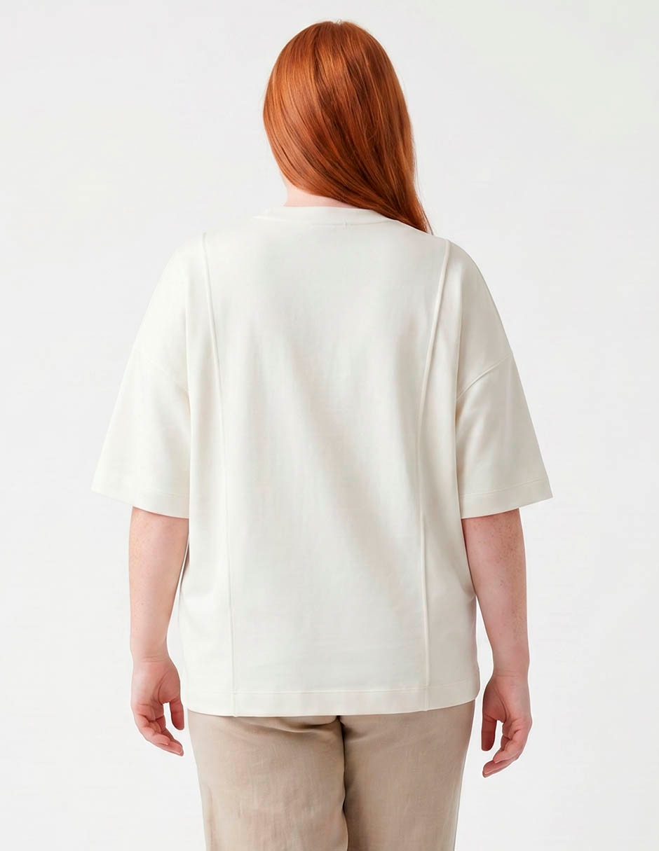 Playera manga al codo cuello redondo para mujer 2