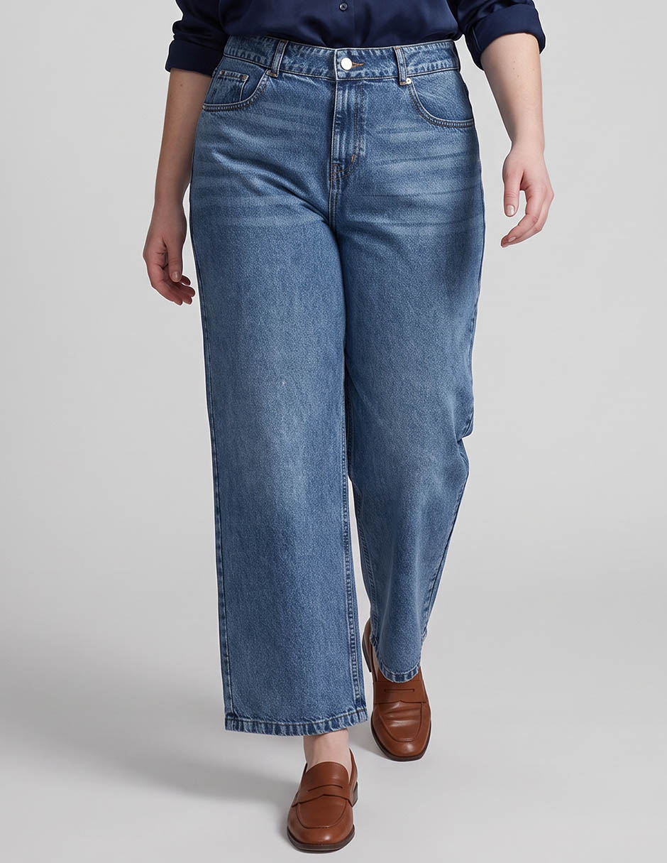 Jeans straight corte cintura para mujer