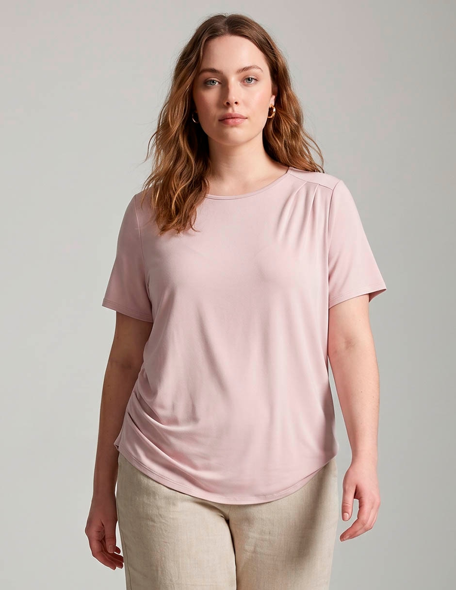 Playera manga corta cuello redondo para mujer