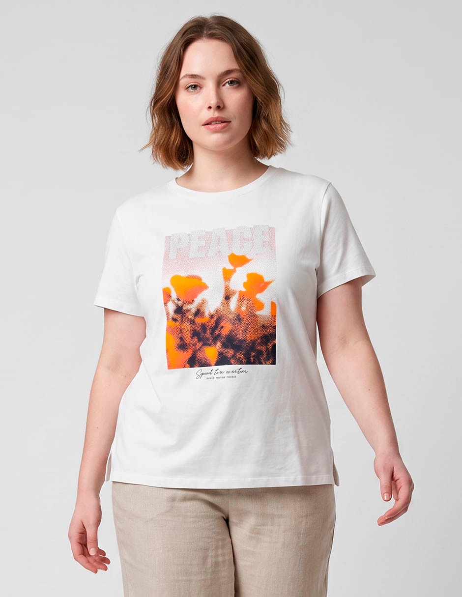 Playera manga corta cuello redondo para mujer Playera manga corta cuello redondo para mujer