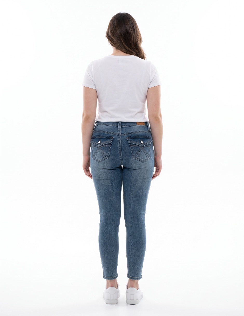 Jeans skinny corte cintura alta para mujer 2