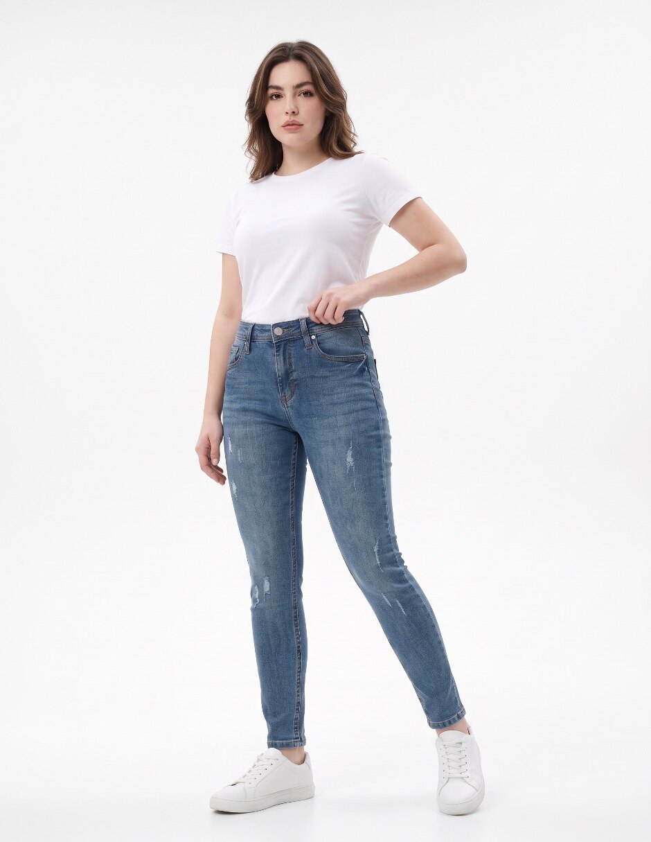 Jeans skinny corte cintura alta para mujer 3