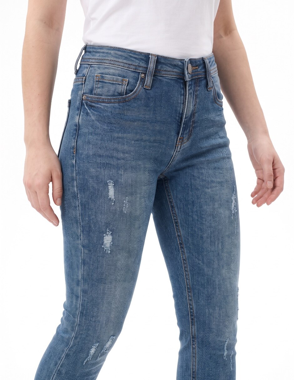 Jeans skinny corte cintura alta para mujer 4