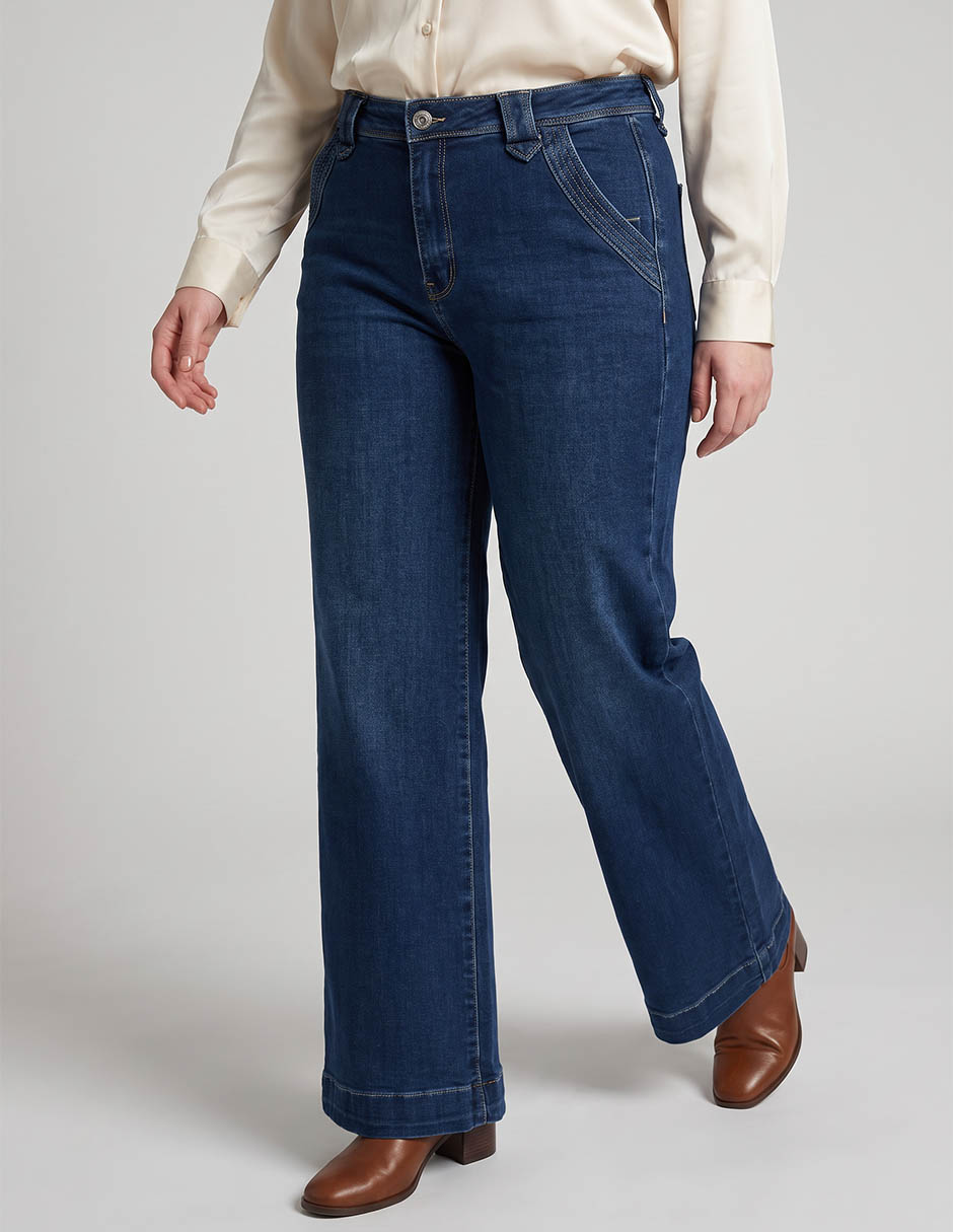 Jeans wide leg a la cintura para mujer Jeans wide leg a la cintura para mujer